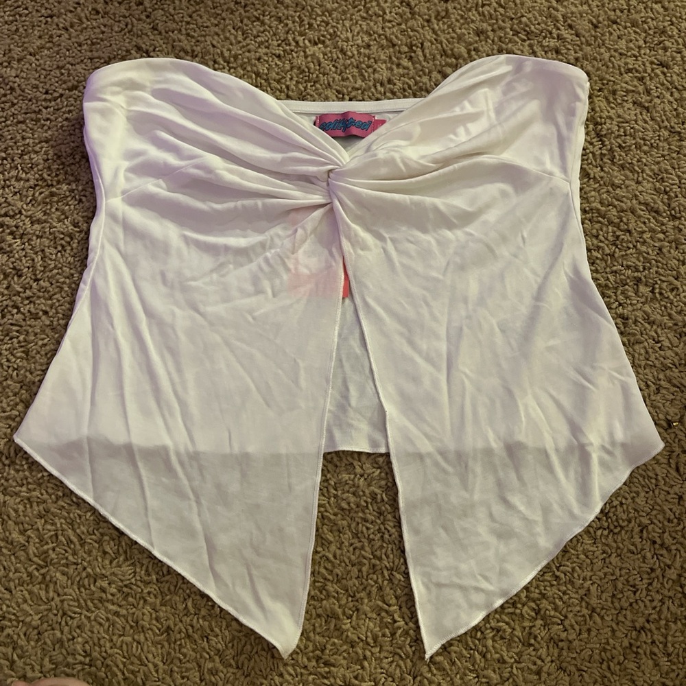 Edikted White Strapless Top with Knot Detail
